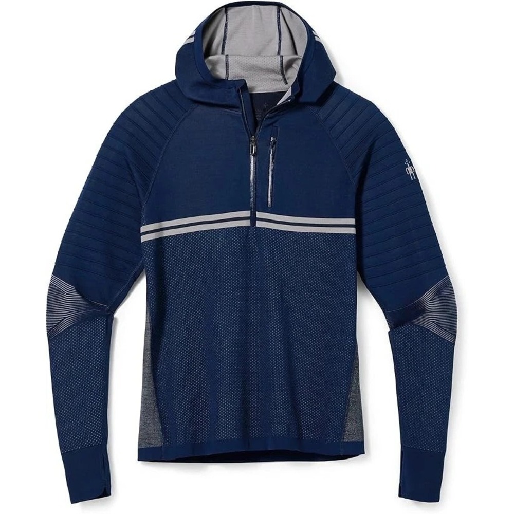 Smartwool Intraknit Merino Base Layer Hoodie Mens XL Blue 1/2 Zip Thermal W2890